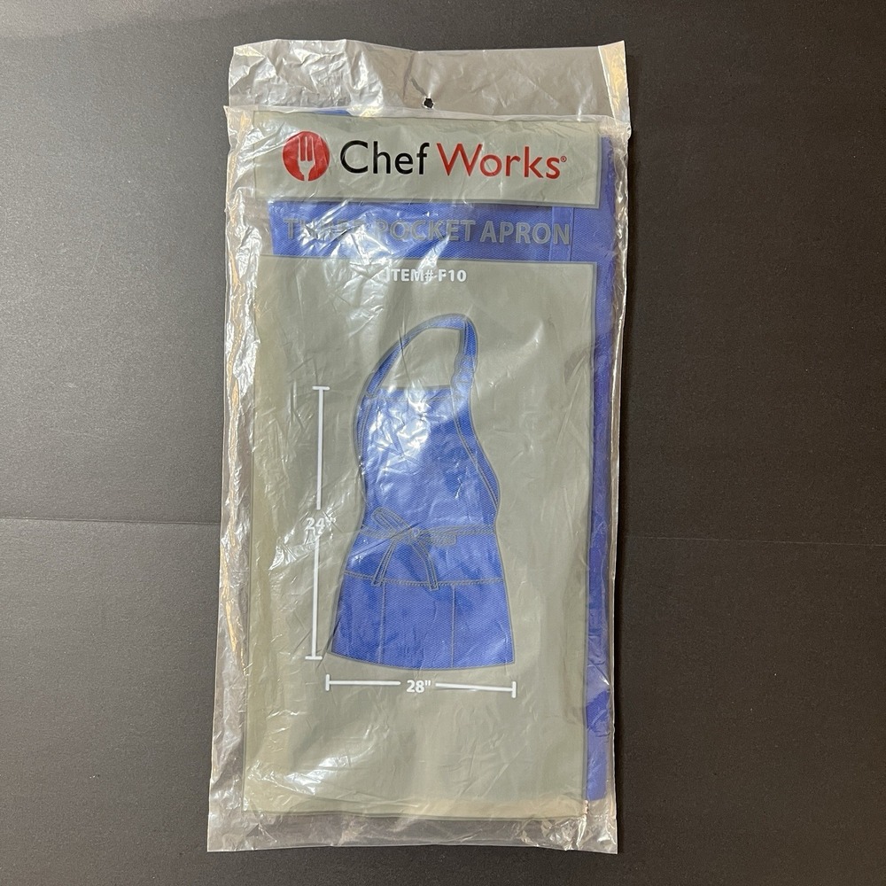 Chef Works Unisex Three Pocket Apron (F10) Blue New